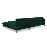 Mamaia 4-Sitzer Ecksofa, Rechte Seite, Metallbeine Schwarz, mit Bezug aus Samt (Blu78) in Flaschengrün, 293x185 cm – Bild 5