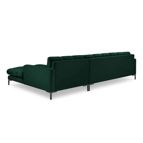 Mamaia 4-Sitzer Ecksofa, Rechte Seite, Metallbeine Schwarz, mit Bezug aus Samt (Blu78) in Flaschengrün, 293x185 cm – Bild 5