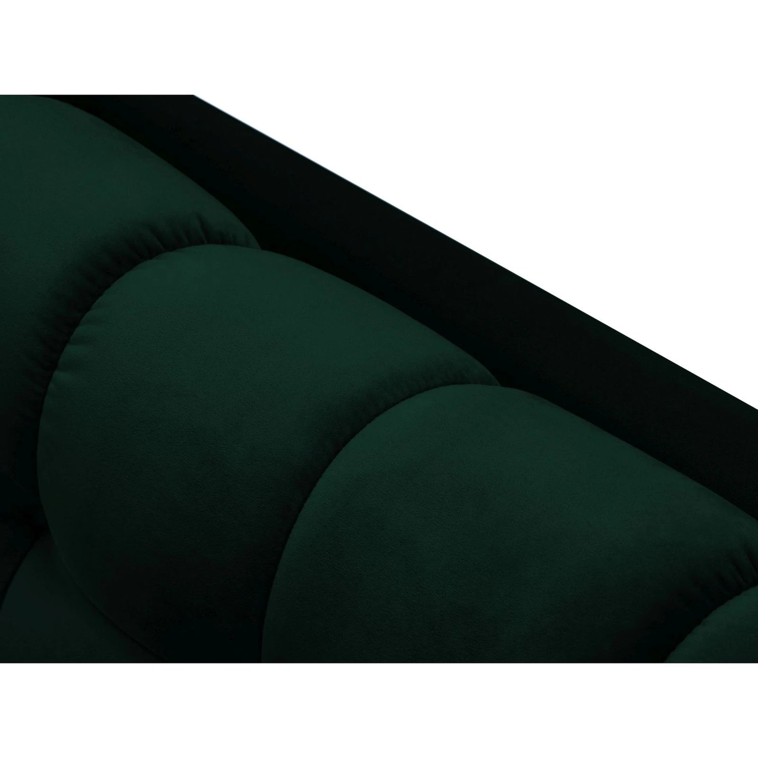 Mamaia 4-Sitzer Ecksofa, Rechte Seite, Metallbeine Schwarz, mit Bezug aus Samt (Blu78) in Flaschengrün, 293x185 cm – Bild 7