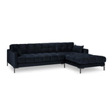 Mamaia 4-Sitzer Ecksofa, Rechte Seite, Metallbeine Schwarz, mit Bezug aus Samt (Blu89) in Dunkelblau, 293x185 cm – Bild 4