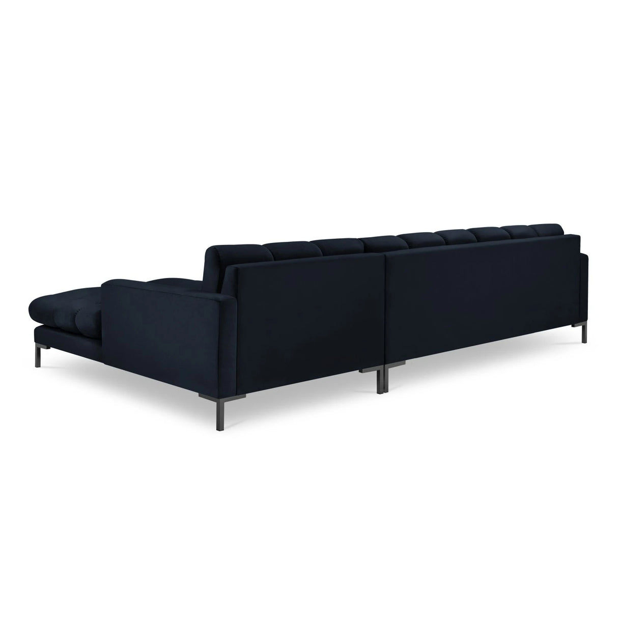 Mamaia 4-Sitzer Ecksofa, Rechte Seite, Metallbeine Schwarz, mit Bezug aus Samt (Blu89) in Dunkelblau, 293x185 cm – Bild 5