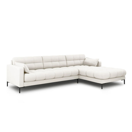 Mamaia 4-Sitzer Ecksofa, Rechte Seite, Metallbeine Schwarz, mit Bezug aus Samt oder Strukturstoff, 293x185 cm – Bild 3