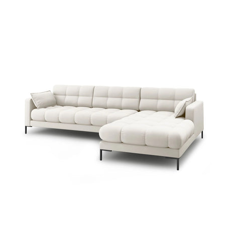 Mamaia 4-Sitzer Ecksofa, Rechte Seite, Metallbeine Schwarz, mit Bezug aus Samt oder Strukturstoff, 293x185 cm – Bild 4