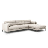 Mamaia 4-Sitzer Ecksofa, Rechte Seite, Metallbeine Schwarz, mit Bezug aus Strukturierter Stoff (Nev04) in Beige, 293x185 cm – Bild 3