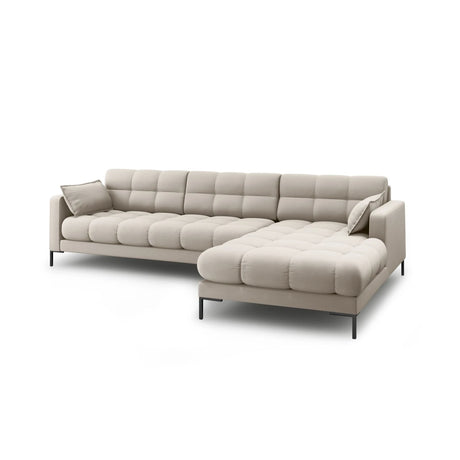 Mamaia 4-Sitzer Ecksofa, Rechte Seite, Metallbeine Schwarz, mit Bezug aus Strukturierter Stoff (Nev04) in Beige, 293x185 cm – Bild 4