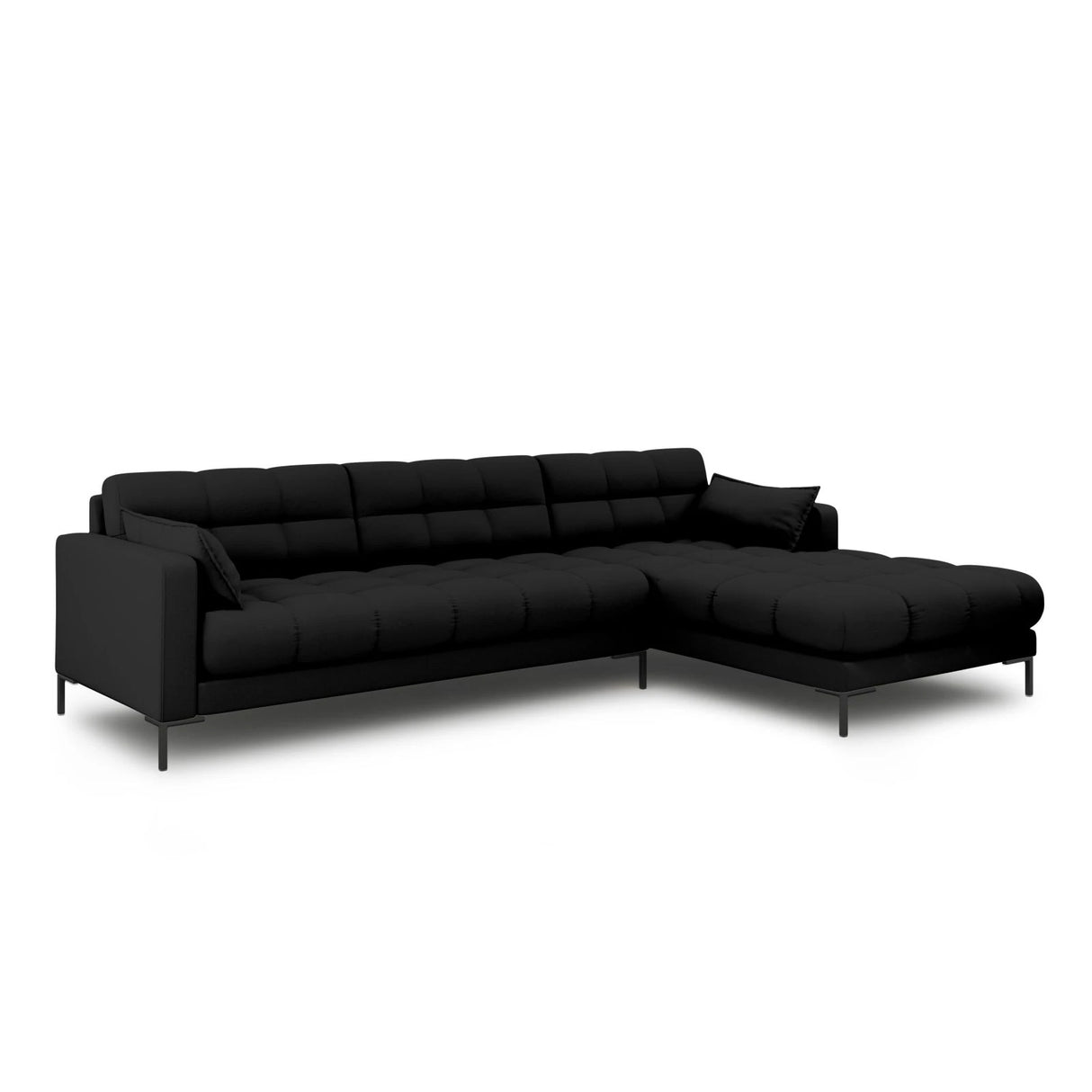 Mamaia 4-Sitzer Ecksofa, Rechte Seite, Metallbeine Schwarz, mit Bezug aus Strukturierter Stoff (Nev100) in Schwarz, 293x185 cm – Bild 3