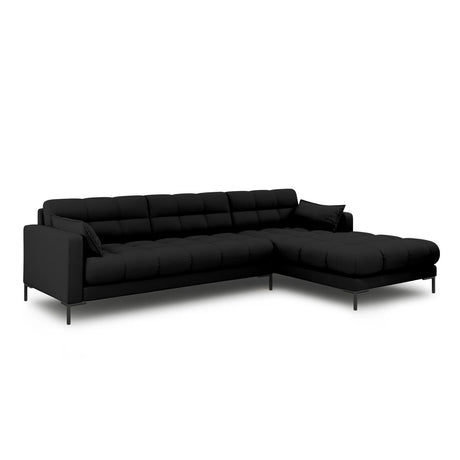 Mamaia 4-Sitzer Ecksofa, Rechte Seite, Metallbeine Schwarz, mit Bezug aus Strukturierter Stoff (Nev100) in Schwarz, 293x185 cm – Bild 3