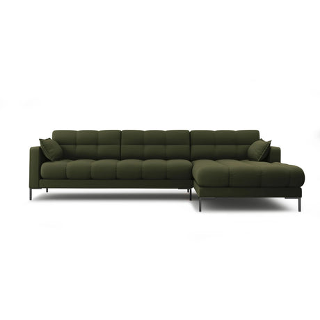 Mamaia 4-Sitzer Ecksofa, Rechte Seite, Metallbeine Schwarz, mit Bezug aus Strukturierter Stoff (Nev39) in Grün, 293x185 cm – Bild 1