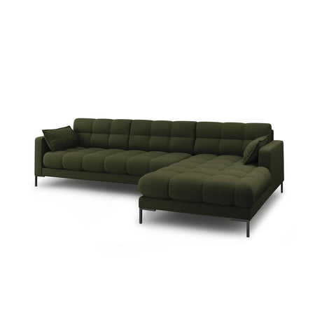 Mamaia 4-Sitzer Ecksofa, Rechte Seite, Metallbeine Schwarz, mit Bezug aus Strukturierter Stoff (Nev39) in Grün, 293x185 cm – Bild 4