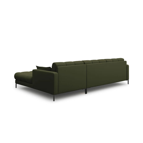 Mamaia 4-Sitzer Ecksofa, Rechte Seite, Metallbeine Schwarz, mit Bezug aus Strukturierter Stoff (Nev39) in Grün, 293x185 cm – Bild 5