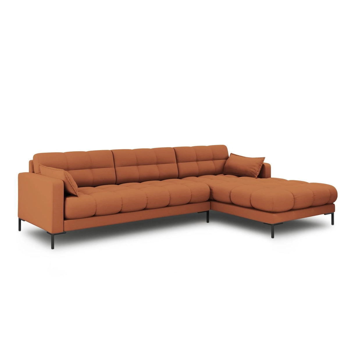 Mamaia 4-Sitzer Ecksofa, Rechte Seite, Metallbeine Schwarz, mit Bezug aus Strukturierter Stoff (Nev52) in Ziegel, 293x185 cm – Bild 3