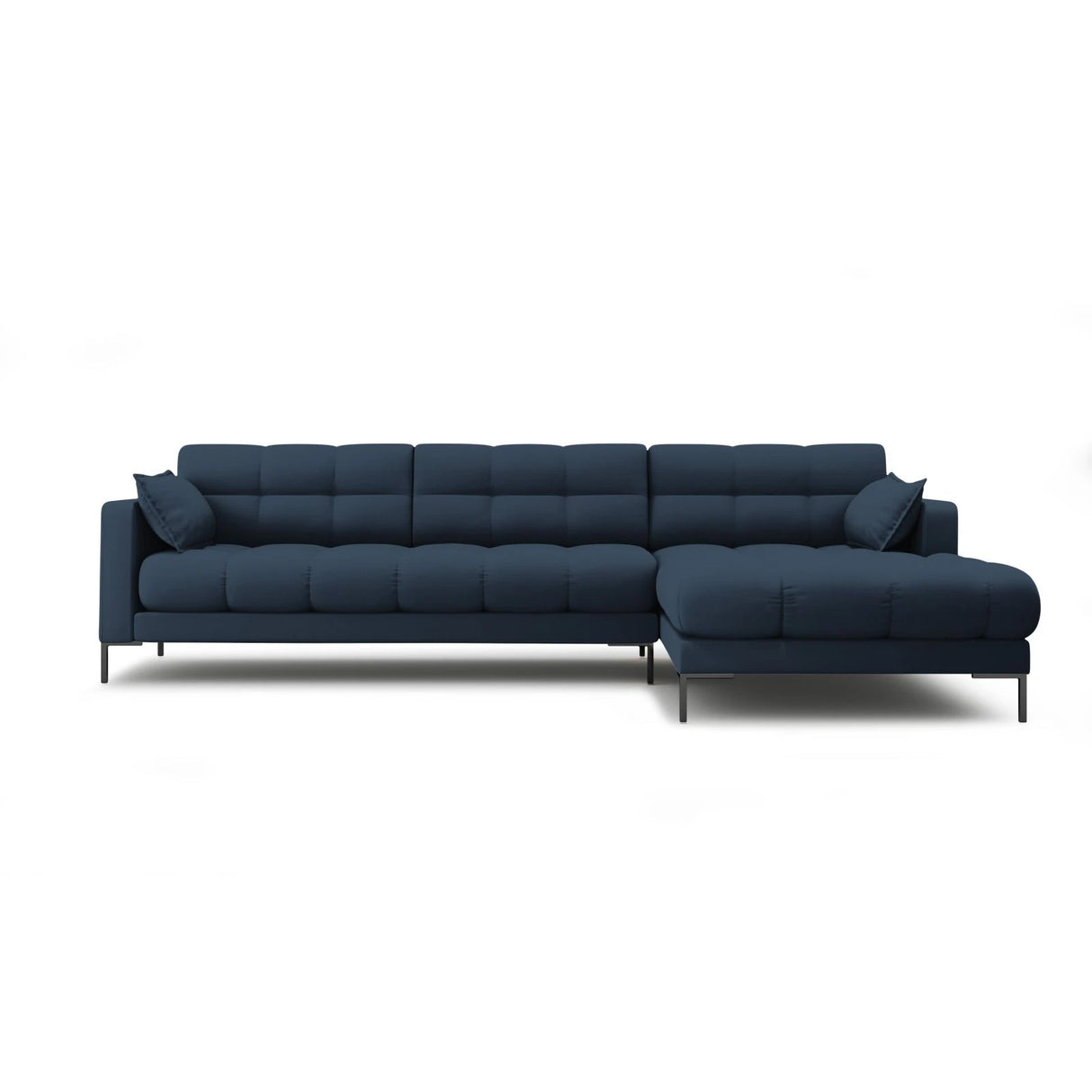 Mamaia 4-Sitzer Ecksofa, Rechte Seite, Metallbeine Schwarz, mit Bezug aus Strukturierter Stoff (Nev77) in Blau, 293x185 cm – Bild 1