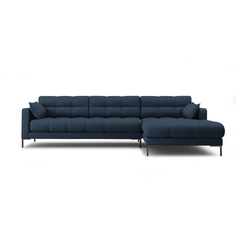 Mamaia 4-Sitzer Ecksofa, Rechte Seite, Metallbeine Schwarz, mit Bezug aus Strukturierter Stoff (Nev77) in Blau, 293x185 cm – Bild 1