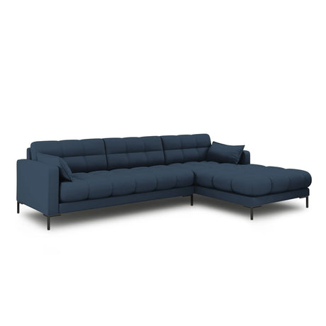 Mamaia 4-Sitzer Ecksofa, Rechte Seite, Metallbeine Schwarz, mit Bezug aus Strukturierter Stoff (Nev77) in Blau, 293x185 cm – Bild 3