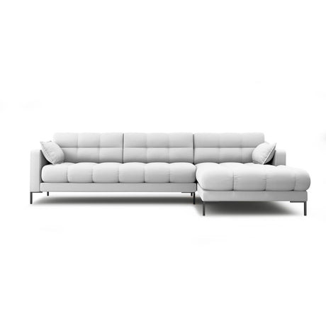 Mamaia 4-Sitzer Ecksofa, Rechte Seite, Metallbeine Schwarz, mit Bezug aus Strukturierter Stoff (Nev80) in Hellgrau, 293x185 cm – Bild 1
