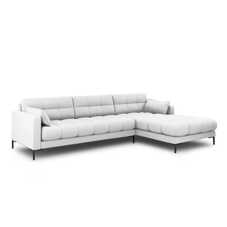 Mamaia 4-Sitzer Ecksofa, Rechte Seite, Metallbeine Schwarz, mit Bezug aus Strukturierter Stoff (Nev80) in Hellgrau, 293x185 cm – Bild 3