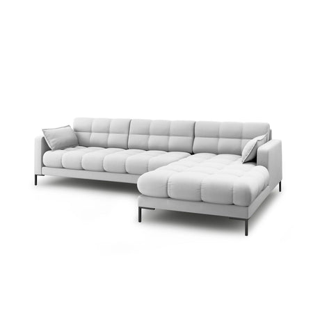 Mamaia 4-Sitzer Ecksofa, Rechte Seite, Metallbeine Schwarz, mit Bezug aus Strukturierter Stoff (Nev80) in Hellgrau, 293x185 cm – Bild 4