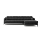 Mamaia 4-Sitzer Ecksofa, Rechte Seite, Metallbeine Schwarz, mit Bezug aus Strukturierter Stoff (Nev97) in Dunkelgrau, 293x185 cm – Bild 1
