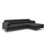 Mamaia 4-Sitzer Ecksofa, Rechte Seite, Metallbeine Schwarz, mit Bezug aus Strukturierter Stoff (Nev97) in Dunkelgrau, 293x185 cm – Bild 3