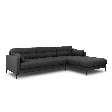Mamaia 4-Sitzer Ecksofa, Rechte Seite, Metallbeine Schwarz, mit Bezug aus Strukturierter Stoff (Nev97) in Dunkelgrau, 293x185 cm – Bild 3