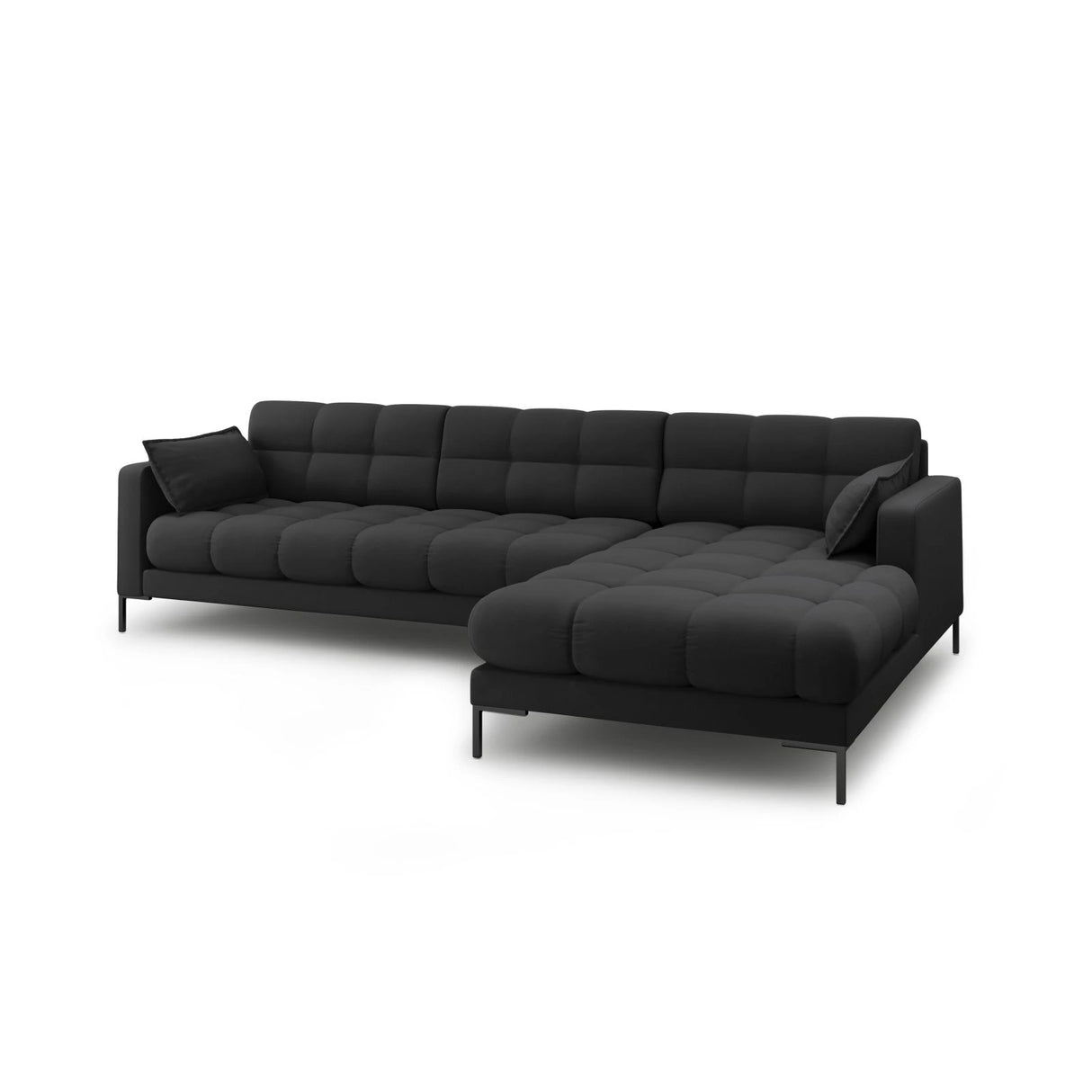 Mamaia 4-Sitzer Ecksofa, Rechte Seite, Metallbeine Schwarz, mit Bezug aus Strukturierter Stoff (Nev97) in Dunkelgrau, 293x185 cm – Bild 4