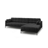 Mamaia 4-Sitzer Ecksofa, Rechte Seite, Metallbeine Schwarz, mit Bezug aus Strukturierter Stoff (Nev97) in Dunkelgrau, 293x185 cm – Bild 4