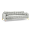 Mamaia 4-Sitzer Sofa, Beine Goldmetall, mit Bezug aus Samt (Blu03) in Silber, 217x96 cm – Bild 1
