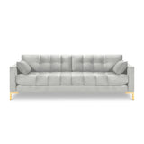 Mamaia 4-Sitzer Sofa, Beine Goldmetall, mit Bezug aus Samt (Blu03) in Silber, 217x96 cm – Bild 4