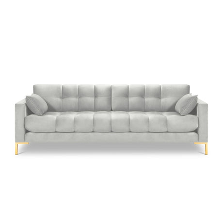 Mamaia 4-Sitzer Sofa, Beine Goldmetall, mit Bezug aus Samt (Blu03) in Silber, 217x96 cm – Bild 4