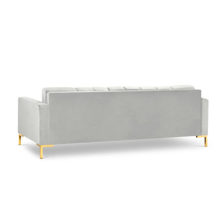 Mamaia 4-Sitzer Sofa, Beine Goldmetall, mit Bezug aus Samt (Blu03) in Silber, 217x96 cm – Bild 5