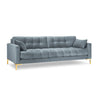 Mamaia 4-Sitzer Sofa, Beine Goldmetall, mit Bezug aus Samt (Blu06) in Hellblau, 217x96 cm – Bild 1
