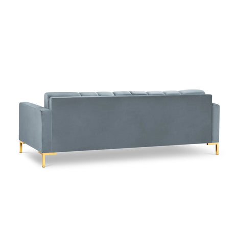 Mamaia 4-Sitzer Sofa, Beine Goldmetall, mit Bezug aus Samt (Blu06) in Hellblau, 217x96 cm – Bild 5