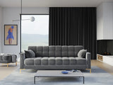 Mamaia 4-Sitzer Sofa, Beine Goldmetall, mit Bezug aus Samt (Blu13) in Hellgrau, 217x96 cm – Bild 2