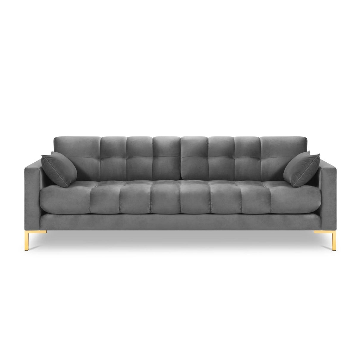 Mamaia 4-Sitzer Sofa, Beine Goldmetall, mit Bezug aus Samt (Blu13) in Hellgrau, 217x96 cm – Bild 4