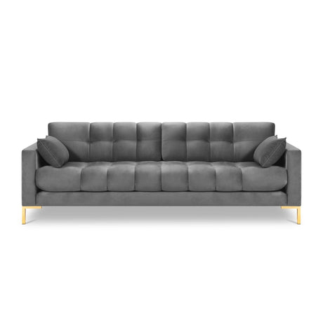 Mamaia 4-Sitzer Sofa, Beine Goldmetall, mit Bezug aus Samt (Blu13) in Hellgrau, 217x96 cm – Bild 4