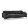 Mamaia 4-Sitzer Sofa, Beine Goldmetall, mit Bezug aus Samt (Blu18) in Dunkelgrau, 217x96 cm – Bild 1
