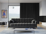 Mamaia 4-Sitzer Sofa, Beine Goldmetall, mit Bezug aus Samt (Blu18) in Dunkelgrau, 217x96 cm – Bild 2