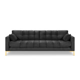Mamaia 4-Sitzer Sofa, Beine Goldmetall, mit Bezug aus Samt (Blu18) in Dunkelgrau, 217x96 cm – Bild 4