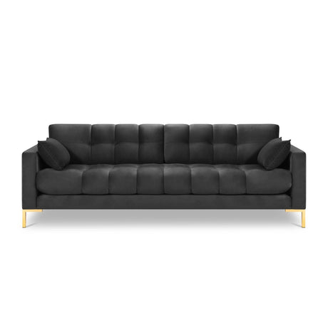 Mamaia 4-Sitzer Sofa, Beine Goldmetall, mit Bezug aus Samt (Blu18) in Dunkelgrau, 217x96 cm – Bild 4