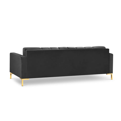 Mamaia 4-Sitzer Sofa, Beine Goldmetall, mit Bezug aus Samt (Blu18) in Dunkelgrau, 217x96 cm – Bild 5