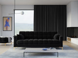 Mamaia 4-Sitzer Sofa, Beine Goldmetall, mit Bezug aus Samt (Blu19) in Schwarz, 217x96 cm – Bild 2