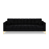 Mamaia 4-Sitzer Sofa, Beine Goldmetall, mit Bezug aus Samt (Blu19) in Schwarz, 217x96 cm – Bild 4