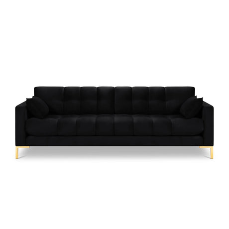 Mamaia 4-Sitzer Sofa, Beine Goldmetall, mit Bezug aus Samt (Blu19) in Schwarz, 217x96 cm – Bild 4
