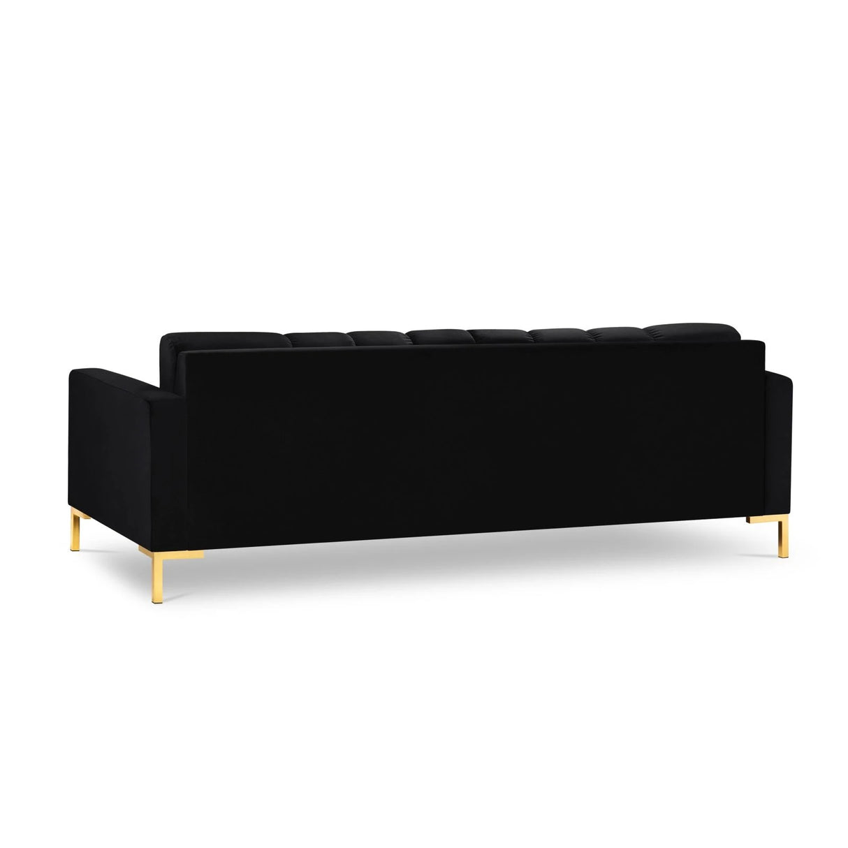 Mamaia 4-Sitzer Sofa, Beine Goldmetall, mit Bezug aus Samt (Blu19) in Schwarz, 217x96 cm – Bild 5