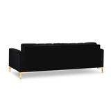 Mamaia 4-Sitzer Sofa, Beine Goldmetall, mit Bezug aus Samt (Blu19) in Schwarz, 217x96 cm – Bild 5