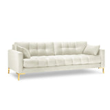 Mamaia 4-Sitzer Sofa, Beine Goldmetall, mit Bezug aus Samt (Blu22) in Leichtes Beige, 217x96 cm – Bild 1