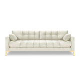 Mamaia 4-Sitzer Sofa, Beine Goldmetall, mit Bezug aus Samt (Blu22) in Leichtes Beige, 217x96 cm – Bild 4