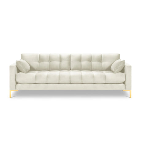 Mamaia 4-Sitzer Sofa, Beine Goldmetall, mit Bezug aus Samt (Blu22) in Leichtes Beige, 217x96 cm – Bild 4