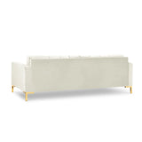 Mamaia 4-Sitzer Sofa, Beine Goldmetall, mit Bezug aus Samt (Blu22) in Leichtes Beige, 217x96 cm – Bild 5