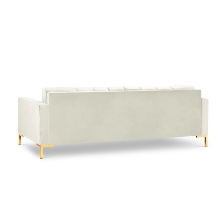 Mamaia 4-Sitzer Sofa, Beine Goldmetall, mit Bezug aus Samt (Blu22) in Leichtes Beige, 217x96 cm – Bild 5